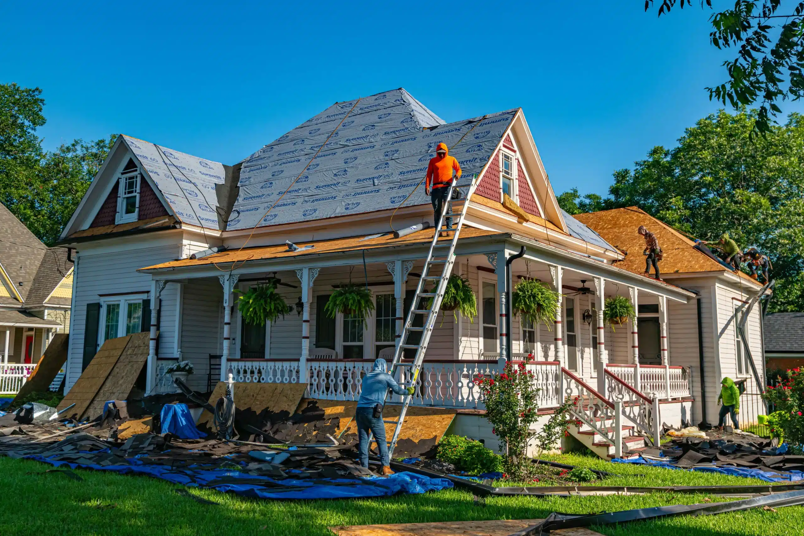 Calgary residential roof being installed by City Roofing crew