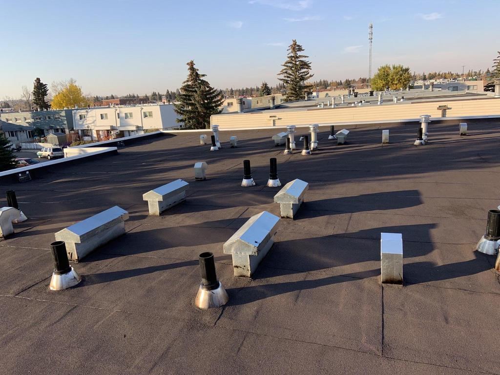Finished flat roof with new vents and flashings