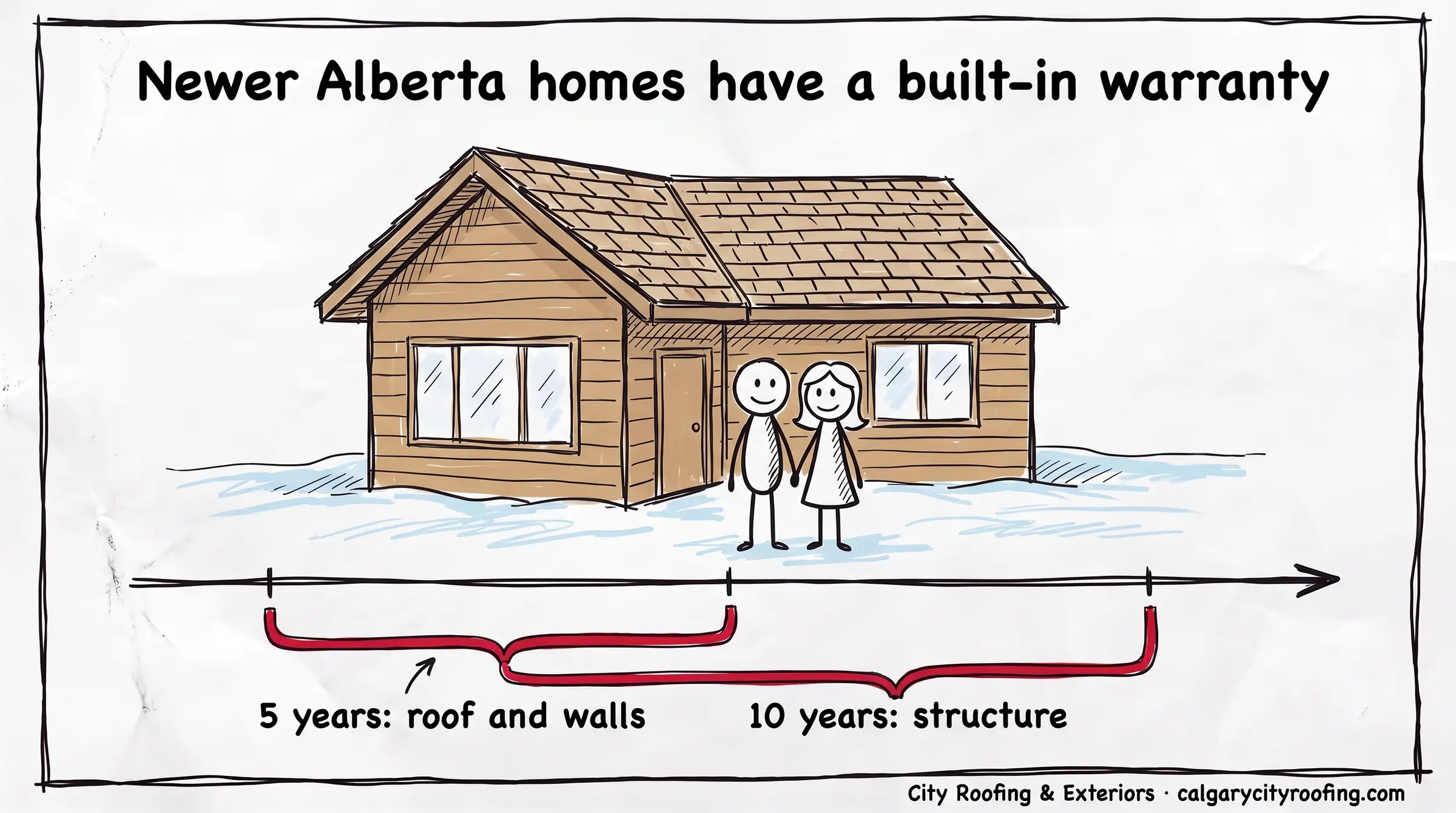 Timeline doodle: 5 years for roof and walls, 10 years for structure